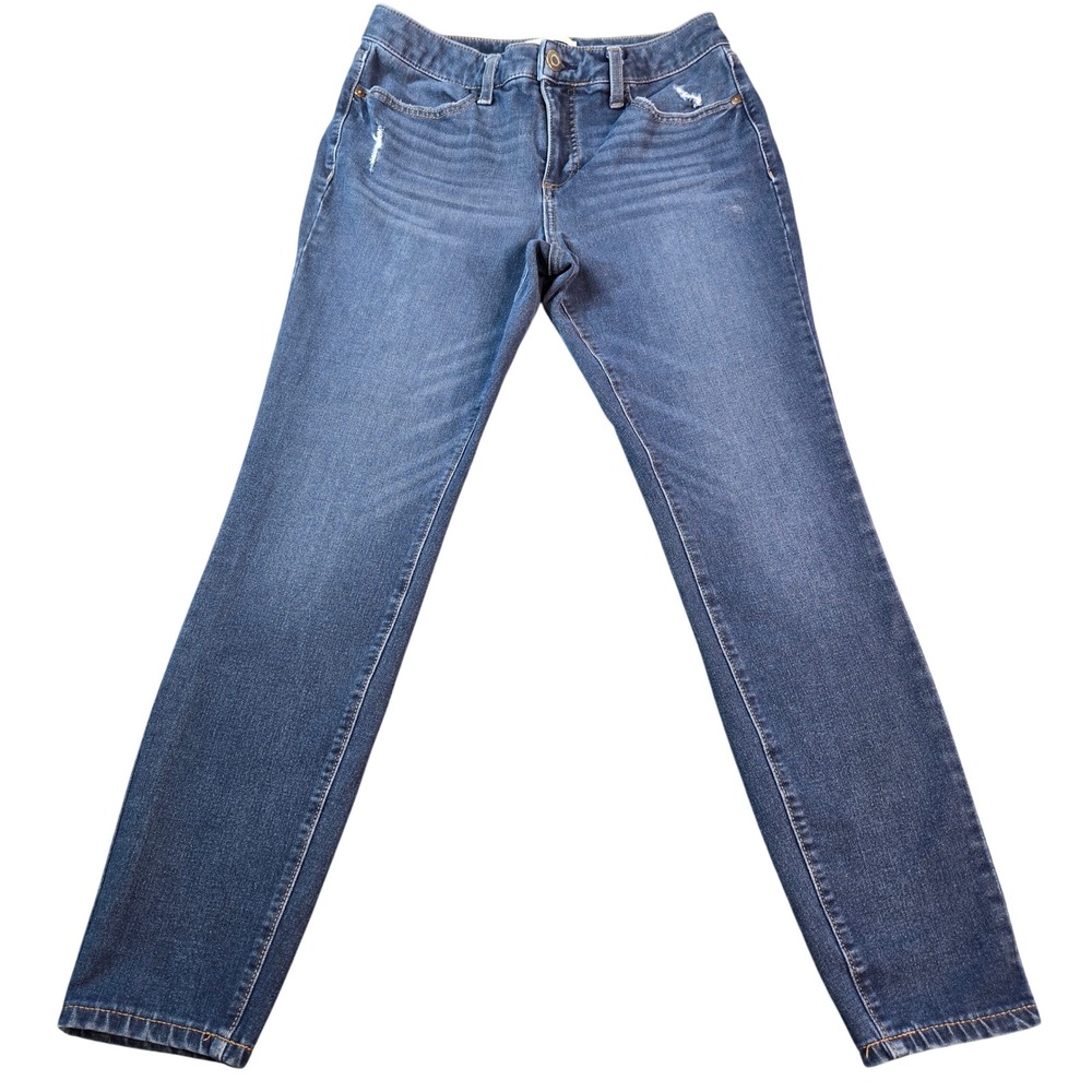 LC Lauren Conrad Super Skinny Jeans Women's 8 Medium Wash Distressed Blue Denim